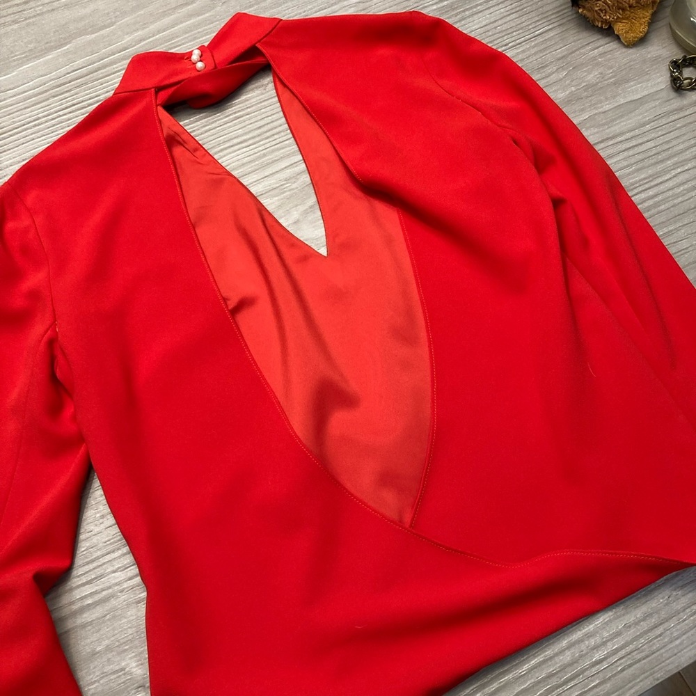 Intermix red open back blouse